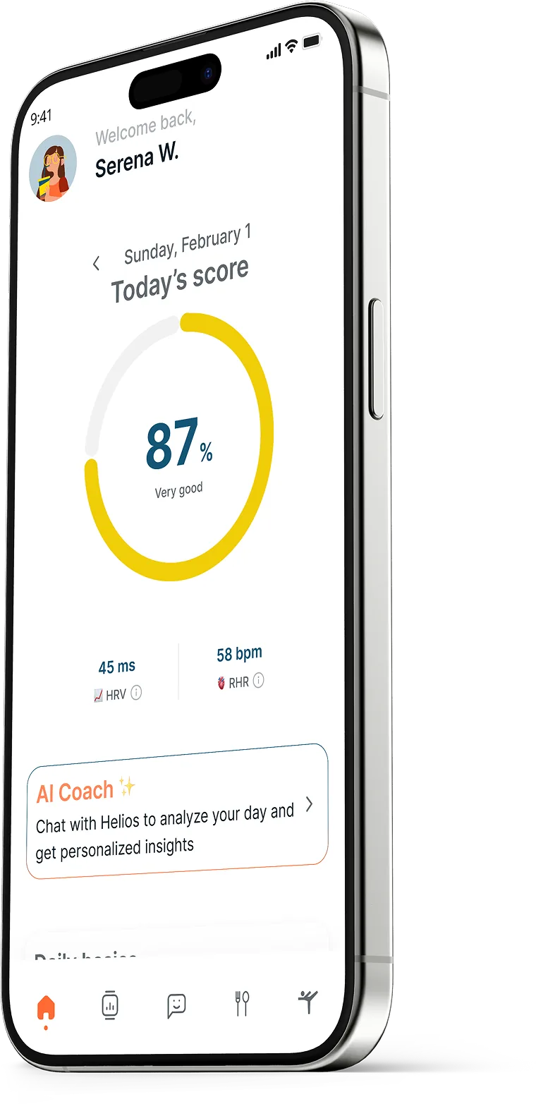 BioMe dashboard showing today's wellness score